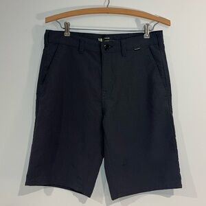 HURLEY Boys 18 H2O-DRI Flat Front Walk Shorts Hybrid Board Shorts Gray Black EUC